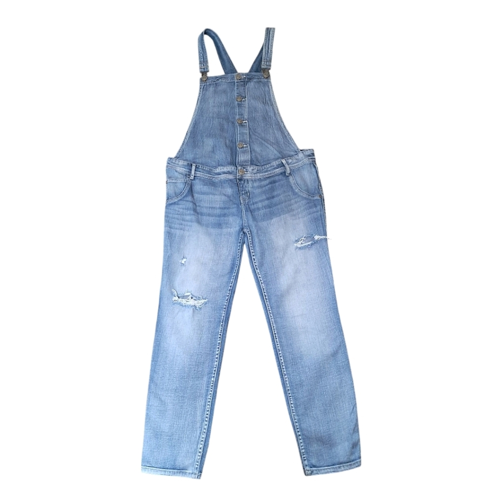 Indigo Blue Bib Front Distresses Denim Overall Jeans Blue Size M
